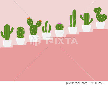 Stairs and cactus interior horizontal pink Stairs and cactus interior horizontal pink 99162536