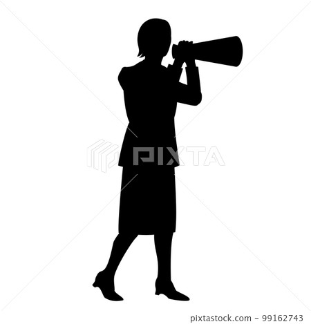 使用擴音器的女商人剪影 使用擴音器的女商人剪影 99162743