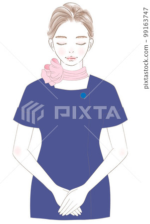 制服鞠躬的女性上半身插圖 99163747