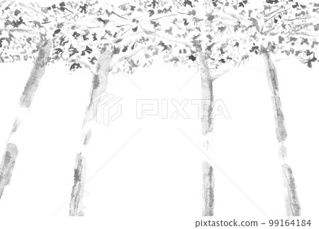 一棵樹仰望的單色背景（墨水手繪插圖） 99164184