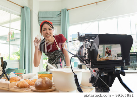 Asian female chef talks about Ingredients, Online Video Class, Streaming Service of e-Learning Video Course. 99165981