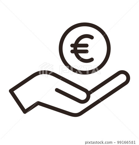 Hand holding euro, save money icon, salary money, invest finance symbol Hand holding euro, save money icon, salary money, invest finance symbol 99166581