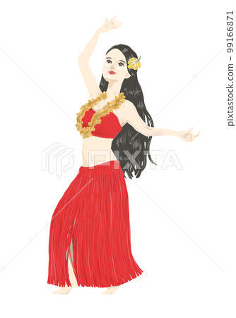 Illustration of a woman dancing hula 99166871