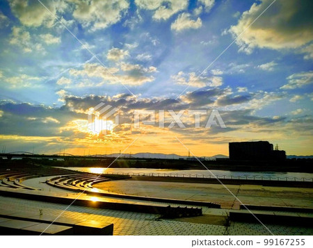 blue and orange magic hour 99167255