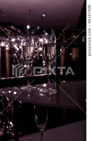 Champagne glasses on celebration. Champagne glasses on celebration. 99167496
