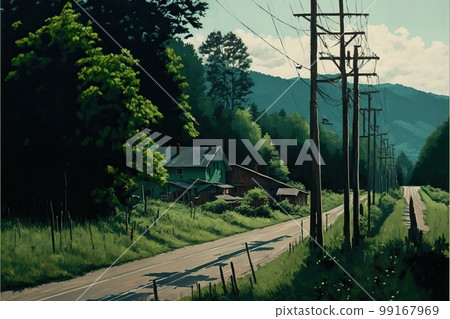Up to 4K size or more, idyllic rural road scenery 99167969