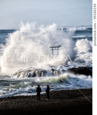 Rough waves at Kamiiso Torii, Oarai Isosaki Shrine, Hitachinaka City, Ibaraki Prefecture Rough waves at Kamiiso Torii, Oarai Isosaki Shrine, Hitachinaka City, Ibaraki Prefecture 99168199