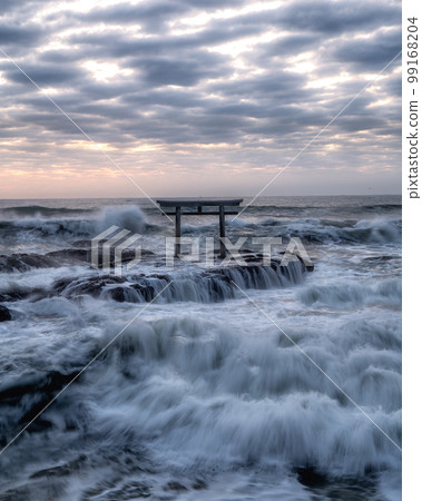 Rough waves at Kamiiso Torii, Oarai Isosaki Shrine, Hitachinaka City, Ibaraki Prefecture Rough waves at Kamiiso Torii, Oarai Isosaki Shrine, Hitachinaka City, Ibaraki Prefecture 99168204