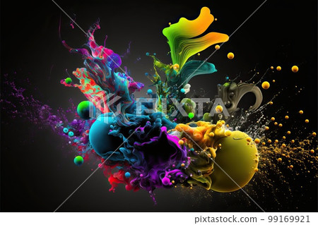 Up to 4K size or more, splashing color ink background image that stirs the imagination 99169921
