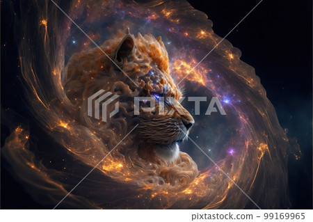 高達 4K 尺寸或更大,以太空和獅子為主題的夢幻般的插圖 高達 4K 尺寸或更大,以太空和獅子為主題的夢幻般的插圖 99169965
