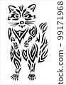 Tribal tattoo art with black raccoon silhouette 99171968