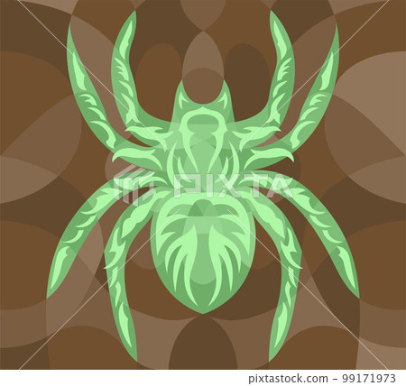 Vector art with colorful green spider silhouette 99171973
