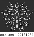 Line art with white hand drawn dragonfly 99171974