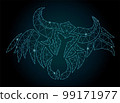 Cosmic low poly art with blue shiny viking warrior 99171977