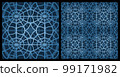 Art with colorful blue web tile pattern 99171982
