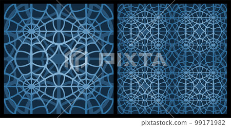 Art with colorful blue web tile pattern 99171982