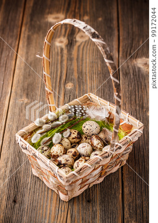 Quail eggs in a basket Quail eggs in a basket 99172044