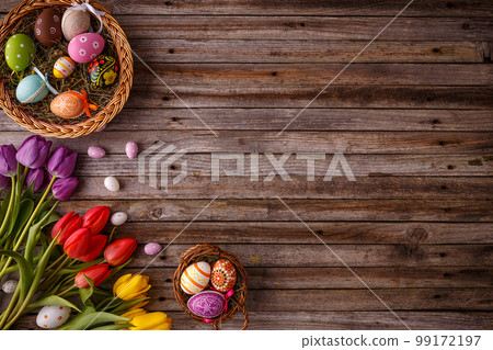 Colorful Easter eggs Colorful Easter eggs 99172197