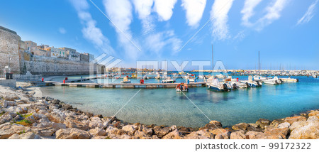 Breathtaking view on harbour of Otranto in Italy with lots of boats and yachts. Italian vacation. Breathtaking view on harbour of Otranto in Italy with lots of boats and yachts. Italian vacation. 99172322