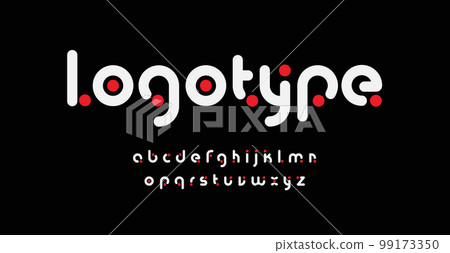 Logo alphabet, round sans serif letters with dots, versatile font for logotype, monogram, headline, pictogram, icon, label, business identity typography. Vector typographic design. Logo alphabet, round sans serif letters with dots, versatile font for logotype, monogram, headline, pictogram, icon, label, business identity typography. Vector typographic design. 99173350