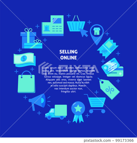 Shopping round concept banner in flat style with place for text Shopping round concept banner in flat style with place for text 99173366