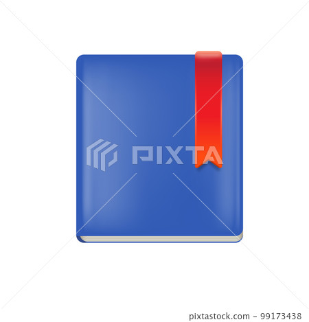 Vector blue book with red bookmark isolated on white background. Blue book sign and icon 99173438
