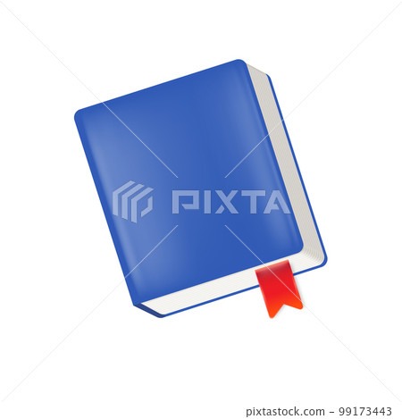 Vector blue book with red bookmark isolated on white background. Blue book sign and icon 99173443