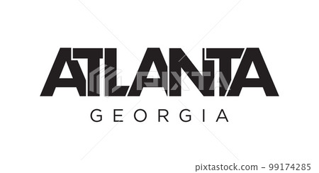 Atlanta, Georgia, USA typography slogan design. America logo with graphic city lettering for print and web. Atlanta, Georgia, USA typography slogan design. America logo with graphic city lettering for print and web. 99174285