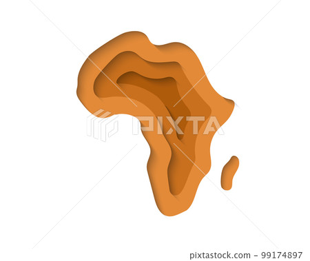 Africa 3d symbol in paper cut style. Africa map illustration design. Continent silhouette cut out of paper banner. Illustration for website design 99174897