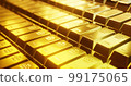 Row of gold bars as layer as layer arrangement. 99175065