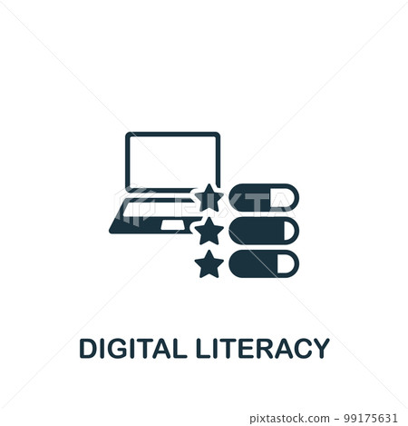 Digital literacy icon. Monochrome simple sign from digitalization collection. Digital literacy icon for logo, templates, web design and infographics. 99175631