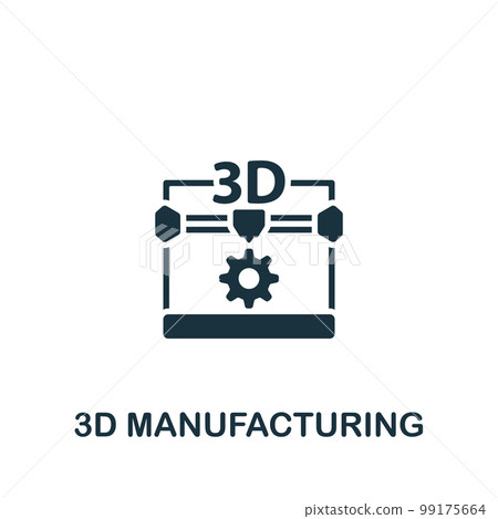 3d manufacturing icon. Monochrome simple sign from digitalization collection. 3d manufacturing icon for logo, templates, web design and infographics. 99175664