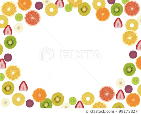 Illustration frame of cut fruit 99175827