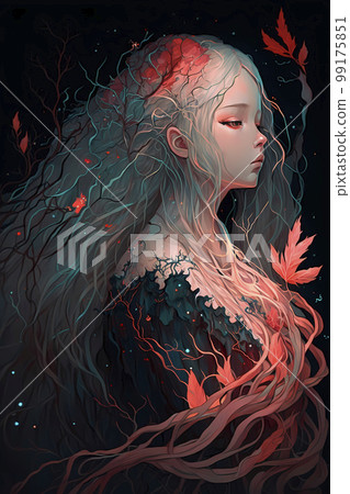 Beautiful girl Poseidon with a mysterious atmosphere "AI generated image" 99175851