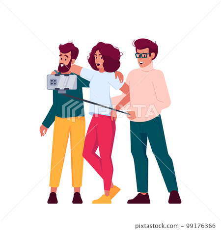 Group Of Diverse Friends Taking Selfie, Laughing, Smiling, Having Fun Together, Using Smartphone Isolated On White Group Of Diverse Friends Taking Selfie, Laughing, Smiling, Having Fun Together, Using Smartphone Isolated On White 99176366