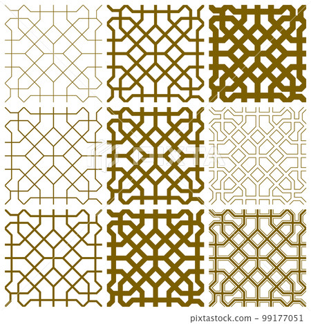 Seamless arabic geometric ornament in brown color. 99177051