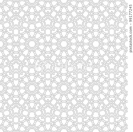 Seamless geometric ornament based on traditional islamic art. Black and white. Seamless geometric ornament based on traditional islamic art. Black and white. 99177245