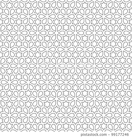 Seamless geometric ornament based on traditional islamic art. Black and white. Seamless geometric ornament based on traditional islamic art. Black and white. 99177246