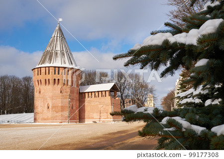Old medieval Gromovaya tower of the Smolensk Kremlin. Smolensk, Russia. 99177308