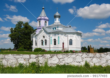 Old ancient orthodox church of Anna the Righteous. Mizherichi, Belarus. Old ancient orthodox church of Anna the Righteous. Mizherichi, Belarus. 99177493