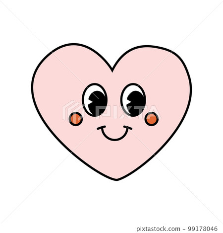 Vector groovy retro pink heart with face Vector groovy retro pink heart with face 99178046