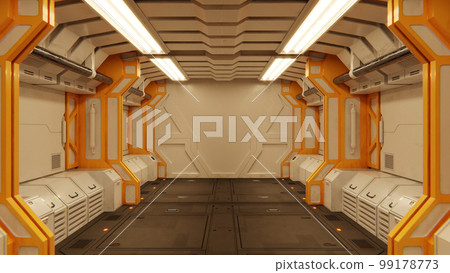 Futuristic architecture Sci-Fi spaceship hallway interior Futuristic architecture Sci-Fi spaceship hallway interior 99178773