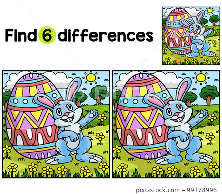 Bunny with Big Easter Egg Find The Differences 99178996