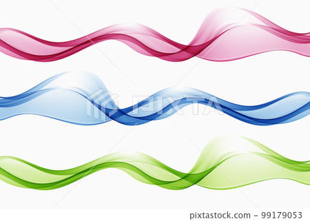 Red, green and blue flow of wavy lines, abstract wave background. Set of vector waves. 99179053