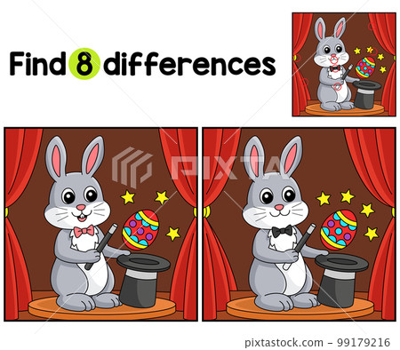 Easter Rabbit Magician Find The Differences 99179216