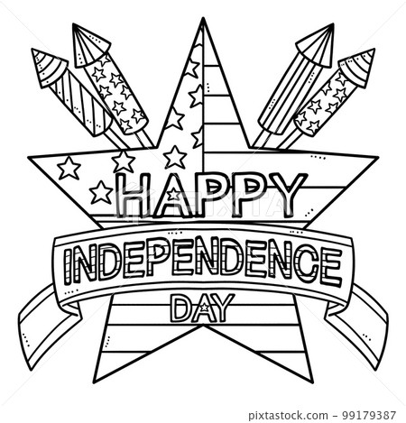 Happy Independence Day Isolated Coloring Page Happy Independence Day Isolated Coloring Page 99179387