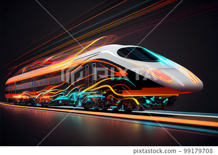 Futuristic modern train of non existent design 99179708