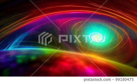 Colorful neon rainbow color stream line line 99180475