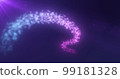 Abstract flying magical glowing line of energy purple particles in the rays of a brilliant sun on a dark background. Abstract background 99181328