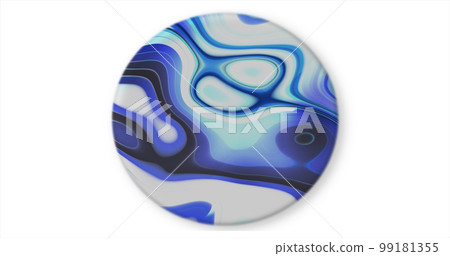 Abstract white and blue round iridescent epoxy acrylic liquid painting with swirling twisted lines isolated on white background Abstract white and blue round iridescent epoxy acrylic liquid painting with swirling twisted lines isolated on white background 99181355
